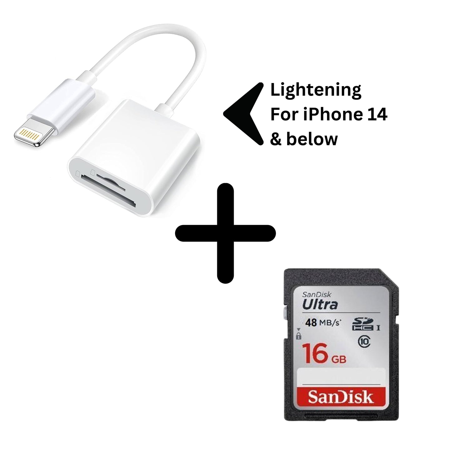 COMBO: Lightening SD Reader + SD Card